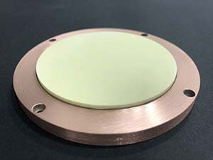 Backing plate (Cu) on a ZnO target