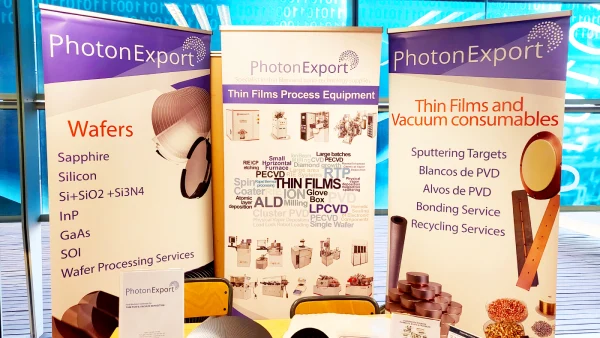 PhotonExport Exhibition table at Photonic Integration Week in Valencia, Spain.